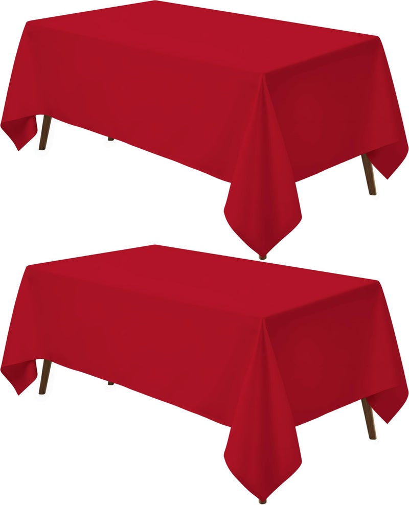 Utopia Kitchen Rectangle Table Cloth 2 Pack(60x102 Inches, Red), Tablecloth Machine Washable, Polyester Table Cover for Dining, Buffet Parties, Picnics, Events, Weddings and Restaurants - Image 1